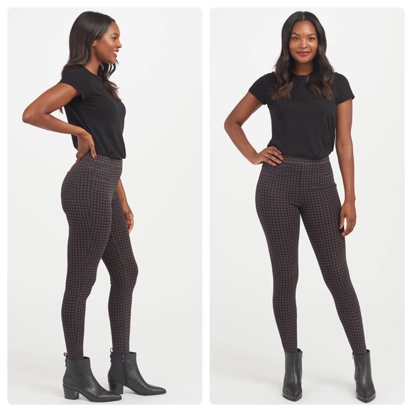 Spanx Jean-ish Ankle Leggings Houndstooth Black Grey Size Extra Small - Picture 8 of 8